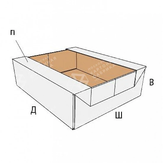 Коробка FEFCO 0434 - самосборная в виде лотка с ручками – прорезями